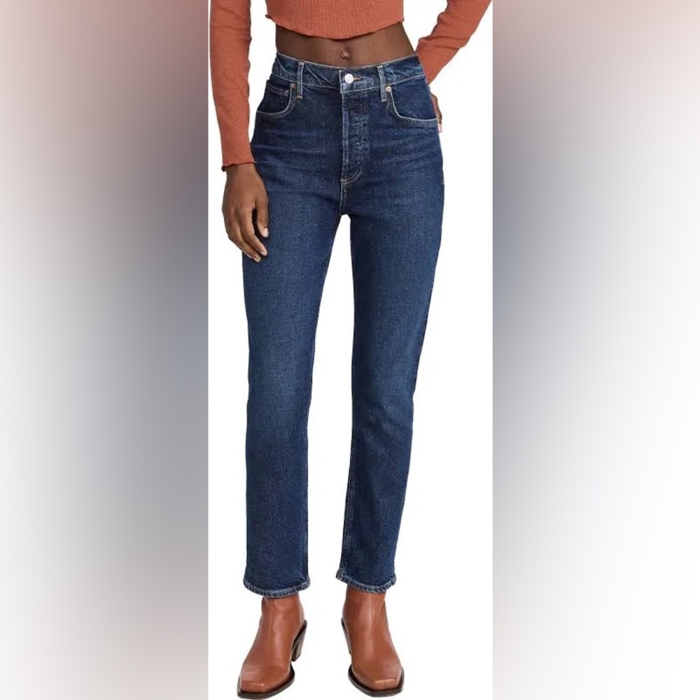 AGOLDE Riley Long Jeans in Divided (dark blue denim), Womens size 31